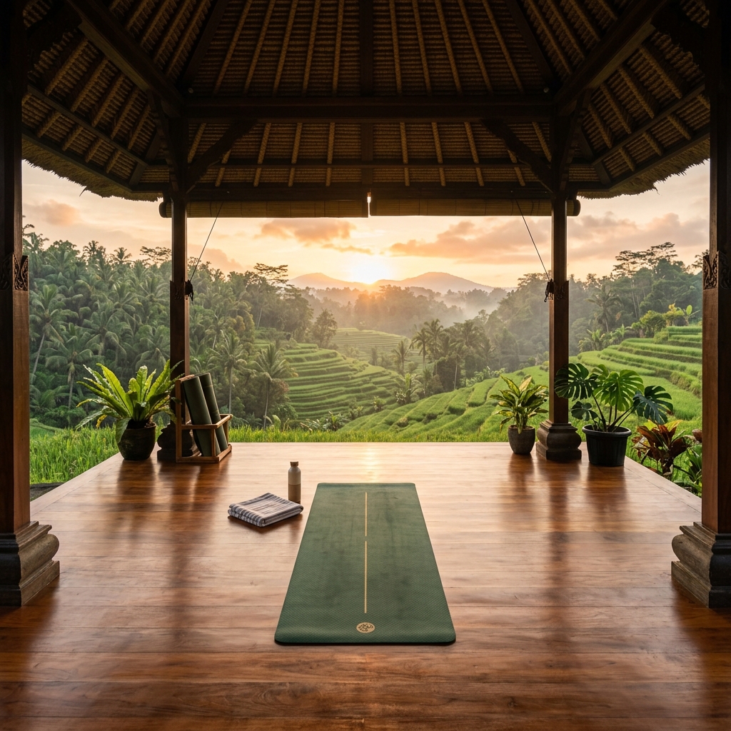 Open-air bamboo yoga shala